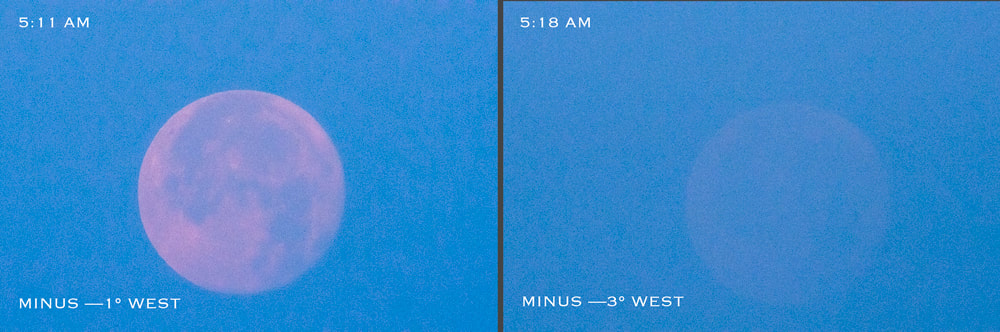 lunar fading captures, lunar elevation @minus --1°west & minus --3° west, images by Rick Hemi