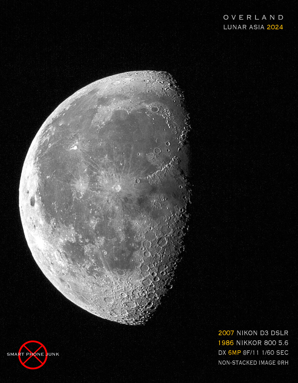 solo overland travel 2020s, DSLR Nikon D3 2024 6MP lunar image by Rick Hemi