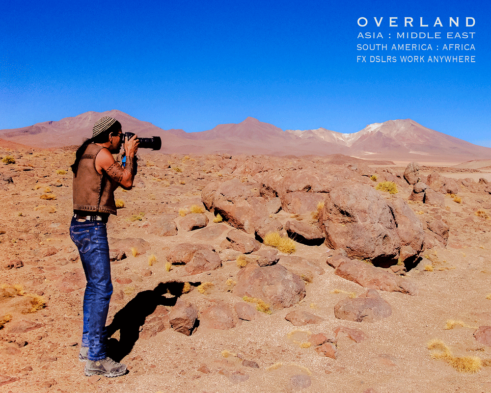 overland travel, FX DSLR camera gear in the middle of nowhere